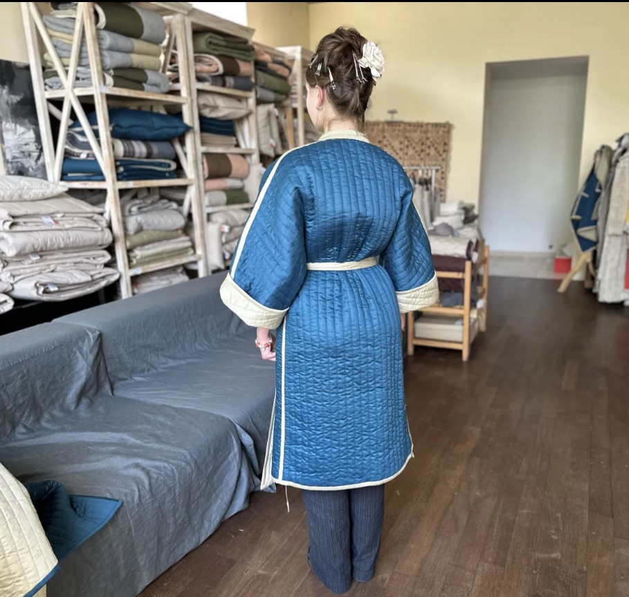 Конопляное кимоно длинное синее DevoHome/2