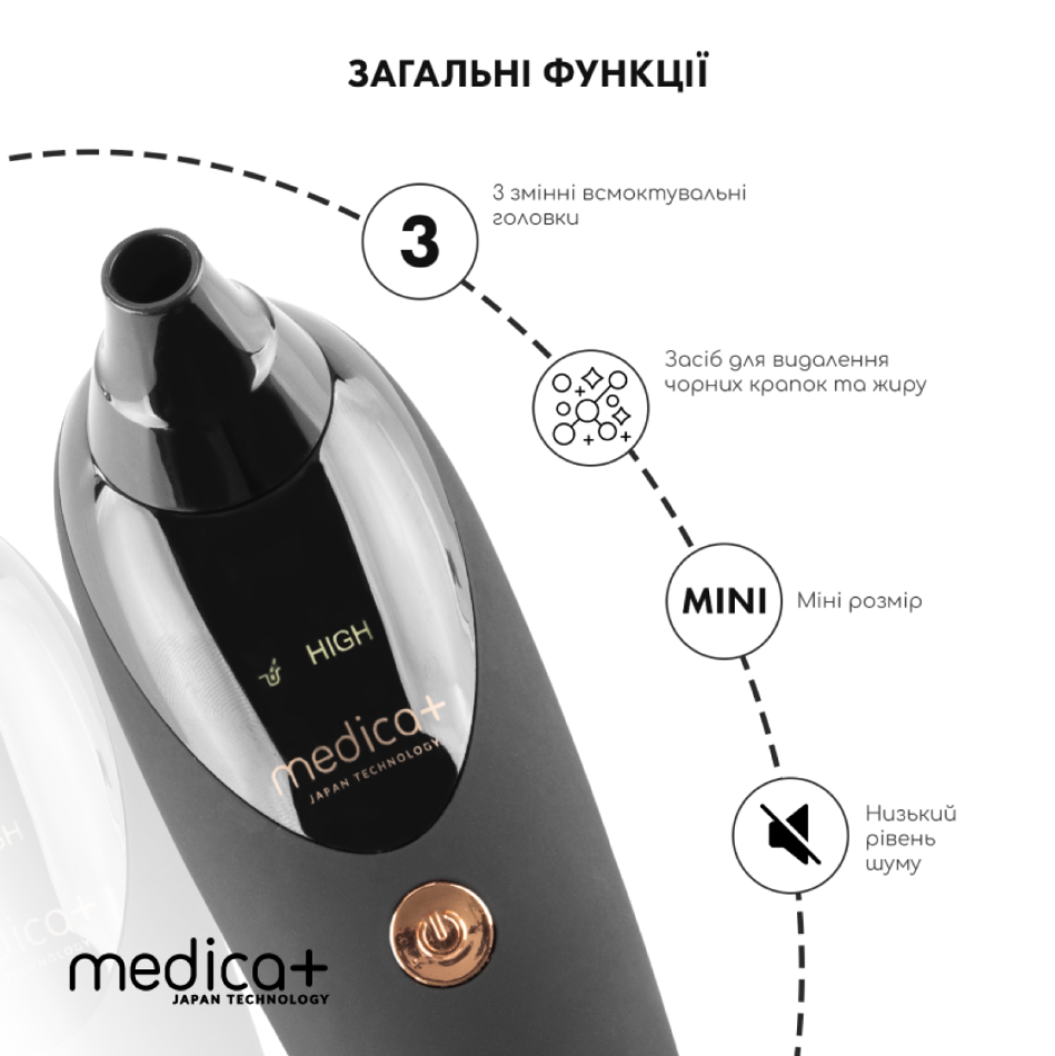 Вакуумный очиститель кожи и пор черный Medica+ SKINCLEANER 9.0 WT/4