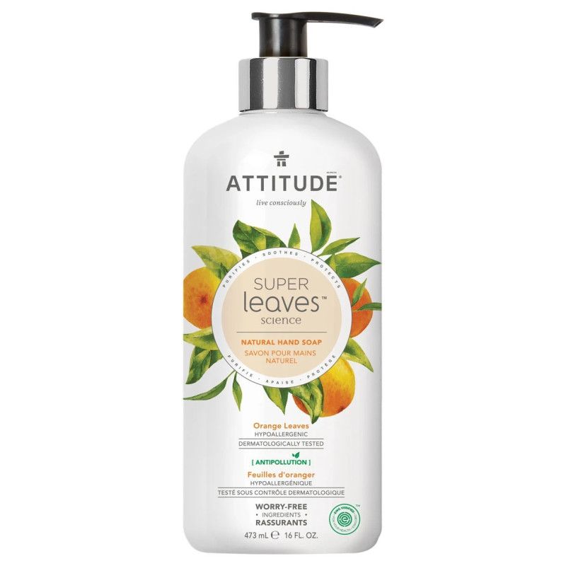 Мыло для рук жидкое с ароматом апельсина "Super Leaves" Attitude