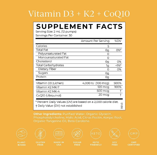 Vitamin D3 + K2 + CoQ10 - Вітамін Д3 + K2 + Ку10 у ліпосомальній формі Cymbiotika, /1