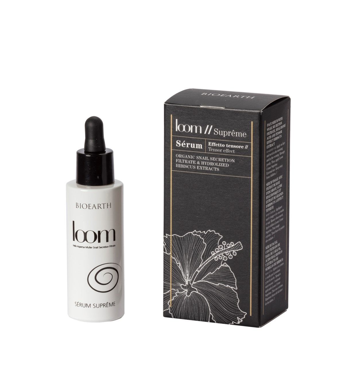 Loom Sérum Supreme (Filler-Boto) Сироватка-філер  для гладкості та зволоження шкіри обличчя з органічним слизом равлика Bioearth, 