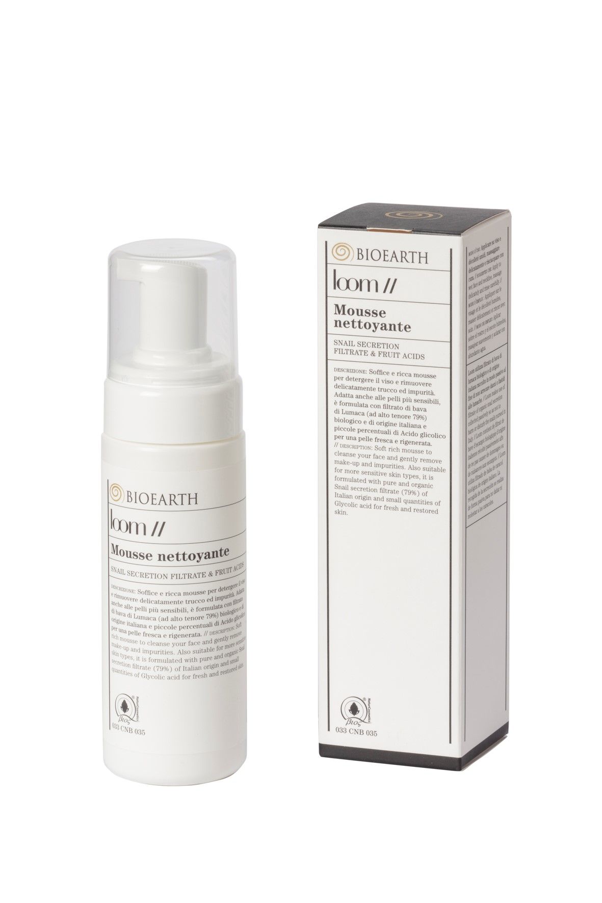 Loom Cleansing Mousse Мусс очищающий для деликатного удаления макияжа и загрязнений кожи лица Bioearth, 