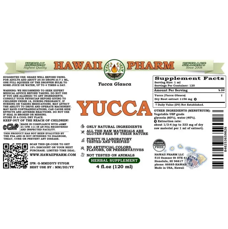Yucca Alcohol-FREE / Юкка без спирту Hawaii Pharm/1