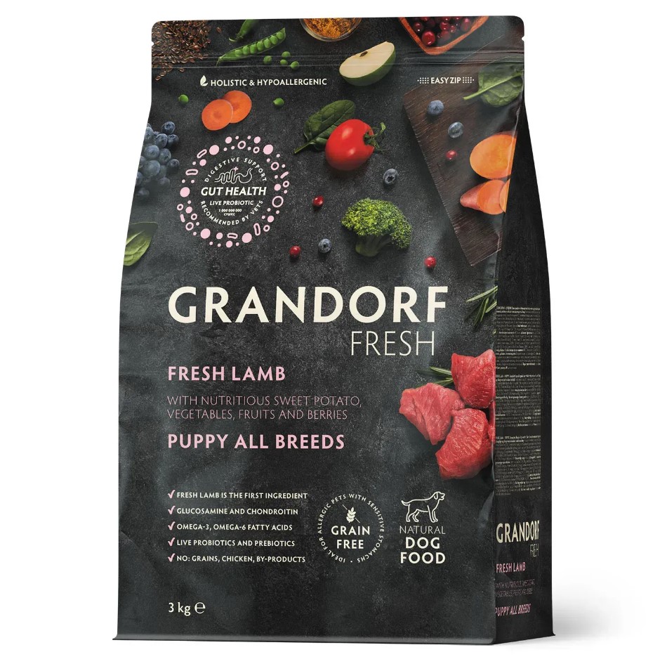 Сухий беззерновий корм для цуценят Grandorf FRESH LAMB & SWEET POTATO PUPPY з ягням та бататом