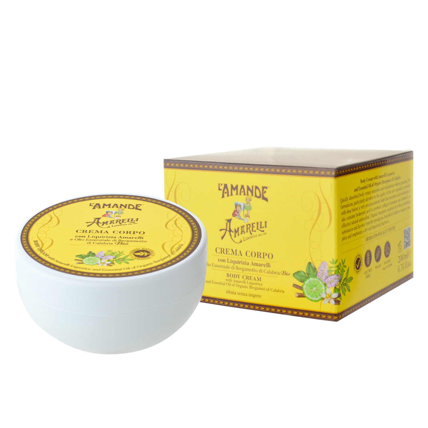 Крем для тіла  КАЛАБРІЯ з Лакрицею та Бергамотом для живлення та зволоження L`Amande,
