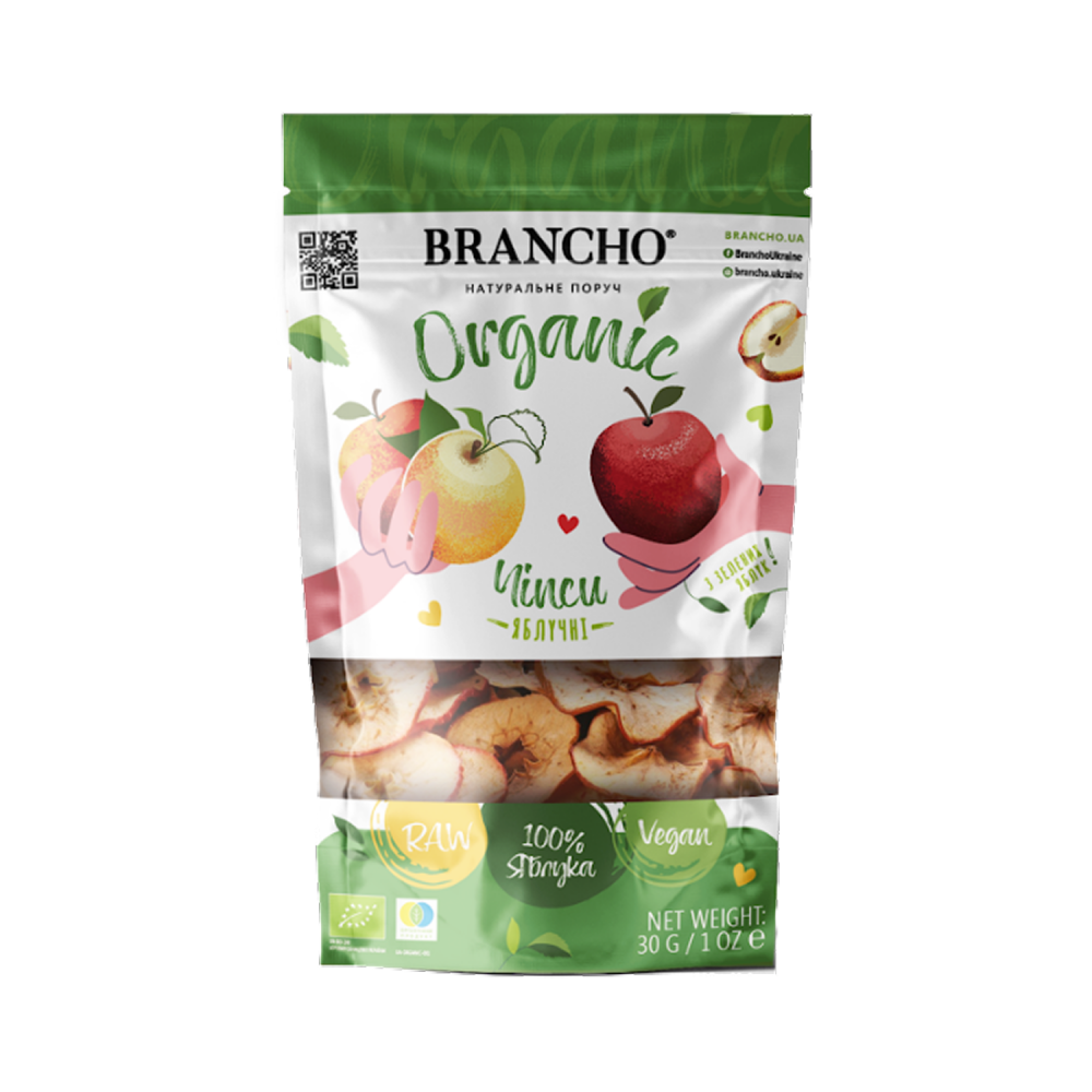 Органические яблочные чипсы - Зеленое яблоко Brancho