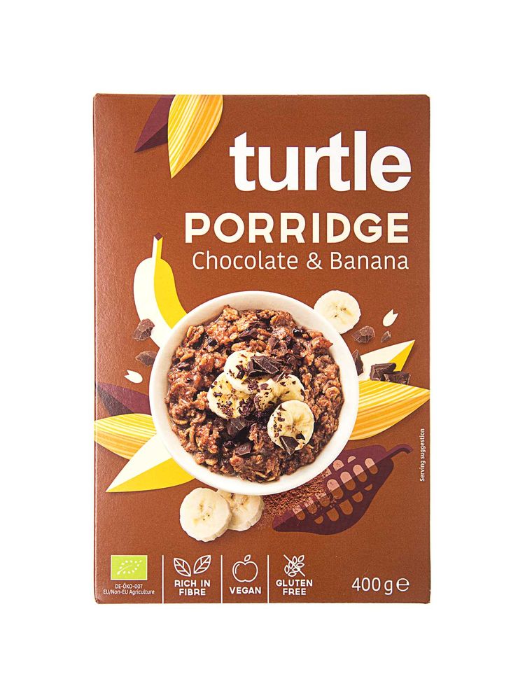Каша овсяная с шоколадом и бананом без глютена органическая, Turtle