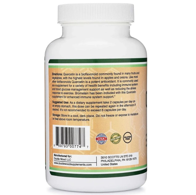 Quercetin 1000 mg with Bromelain 200 mg / Кверцетин із бромелайном Double Wood/2
