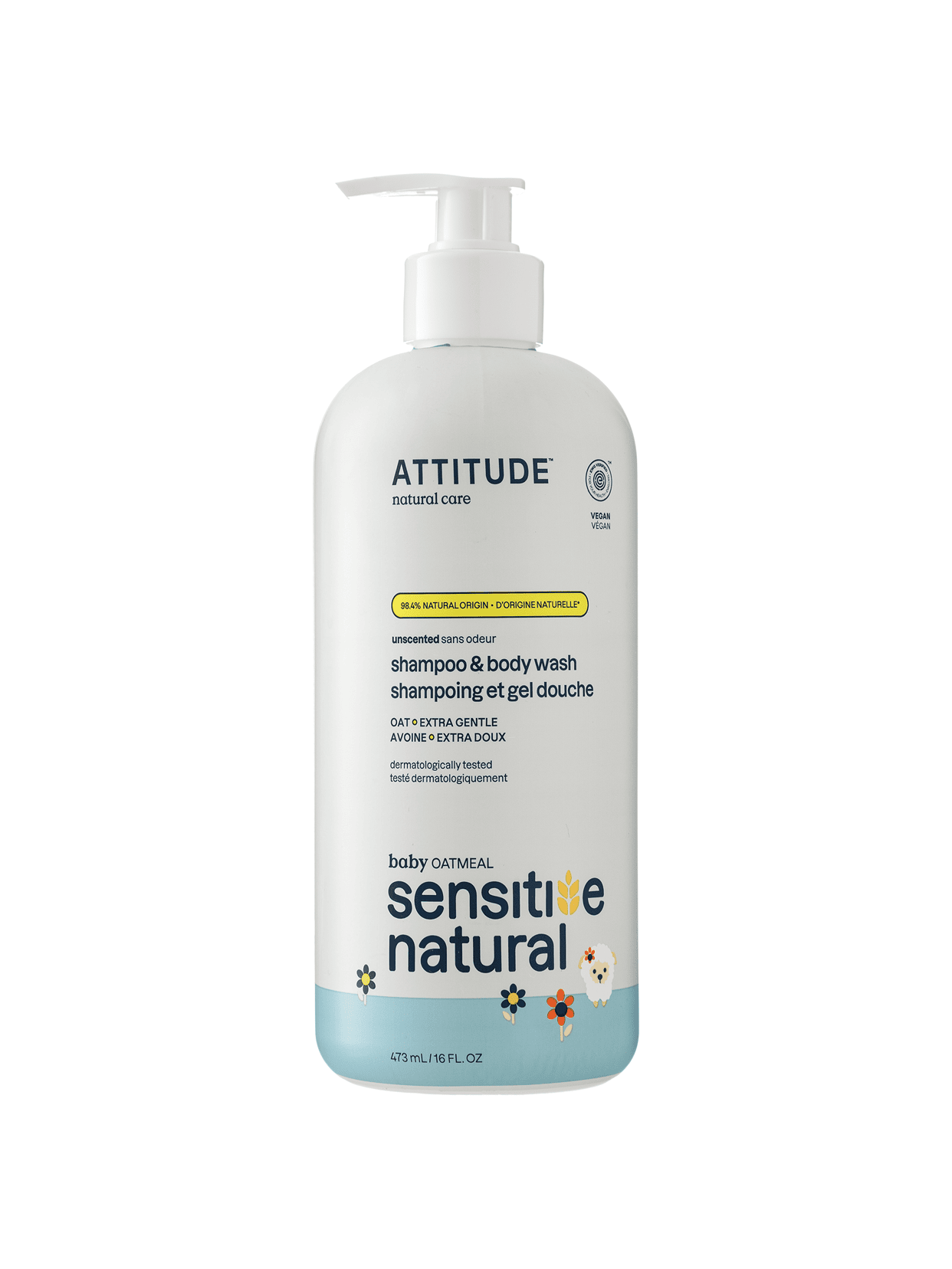 Гель для миття тіла та волосся Вівсянка 473мл Sensitive Skin Attitude