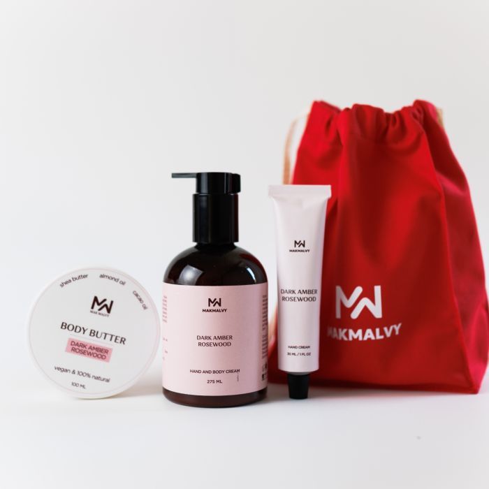 Святковий набір для рук та тіла DARK AMBER ROSEWOOD (максі) Mak Malvy, 