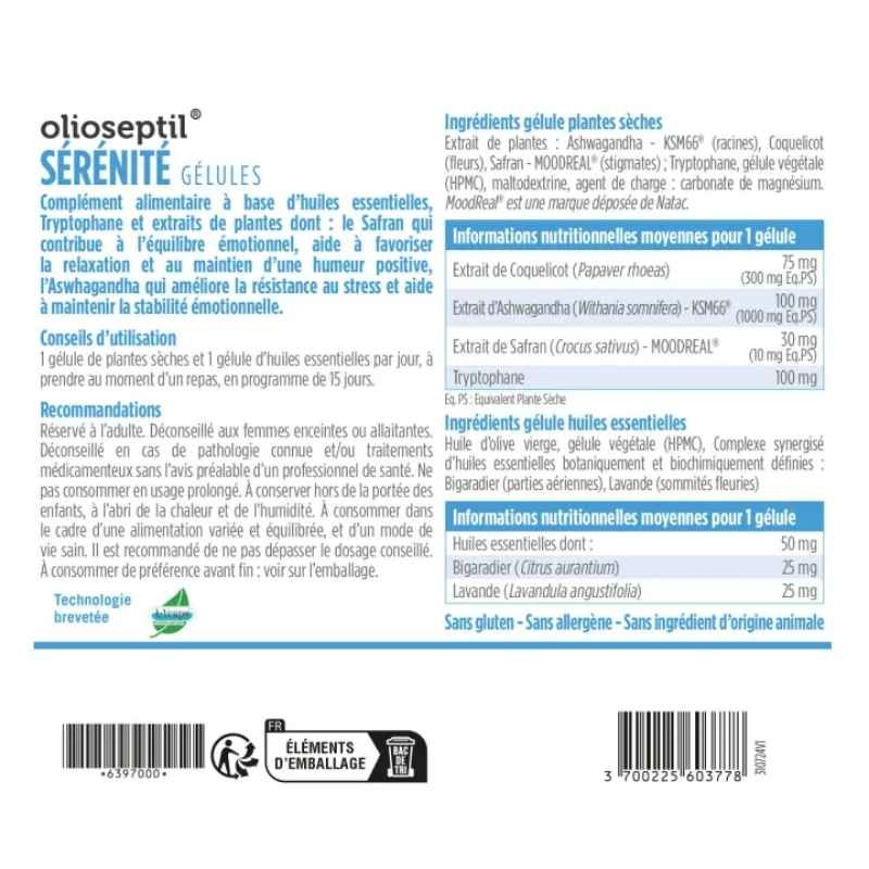 Спокій (ашваганда, шафран, мак, триптофан, ефірні олії), емоційна рівновага та стійкість до стресу, Olioseptil/2