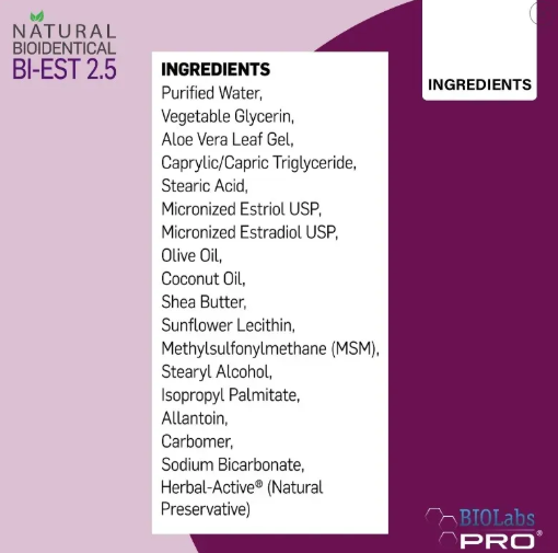Natural Estrogen Bi-Est - Биоидентичный крем Эстриол и Эстрадиол 2,5 мг BIOLabs PRO,/1