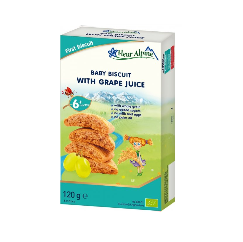 Печенье органическое Alpine Organic With Grape Juice с виноградным соком (с 3 лет) Fleur Alpine, 