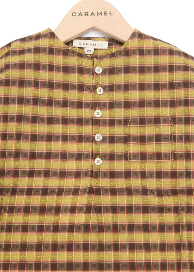 Рубашка для малышей горчичная клетка Caramel,/1