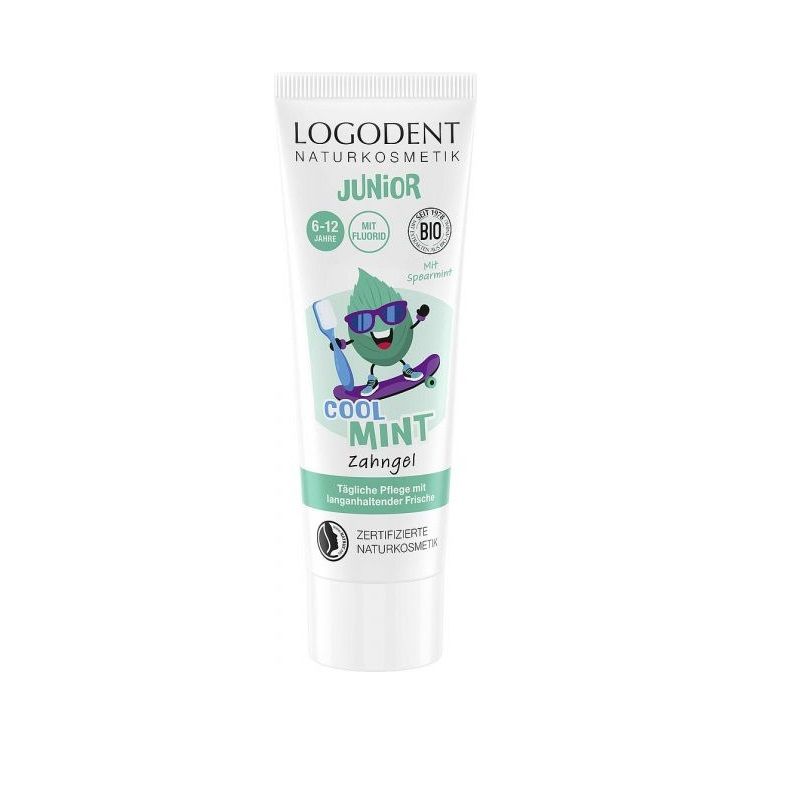 Гель зубний для дітей 6-12 років Junior Cool Mint/ Прохолодна М'ята, з фтором Logona