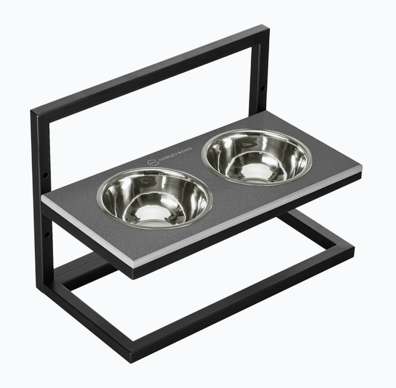 Миски на подставке с регулируемой высотой Lift Gray Stone + Black, Harley and Cho 
