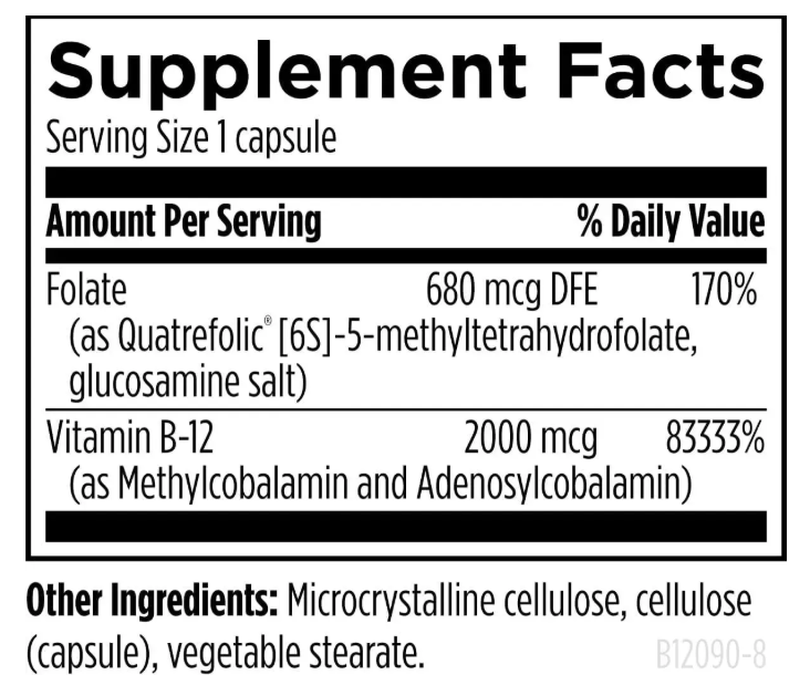 Ultra B12-Folate - Фолат Б9 (5-MTHF) і вітамін Б12 (метил, аденозилкобаламін) Designs for Health/1