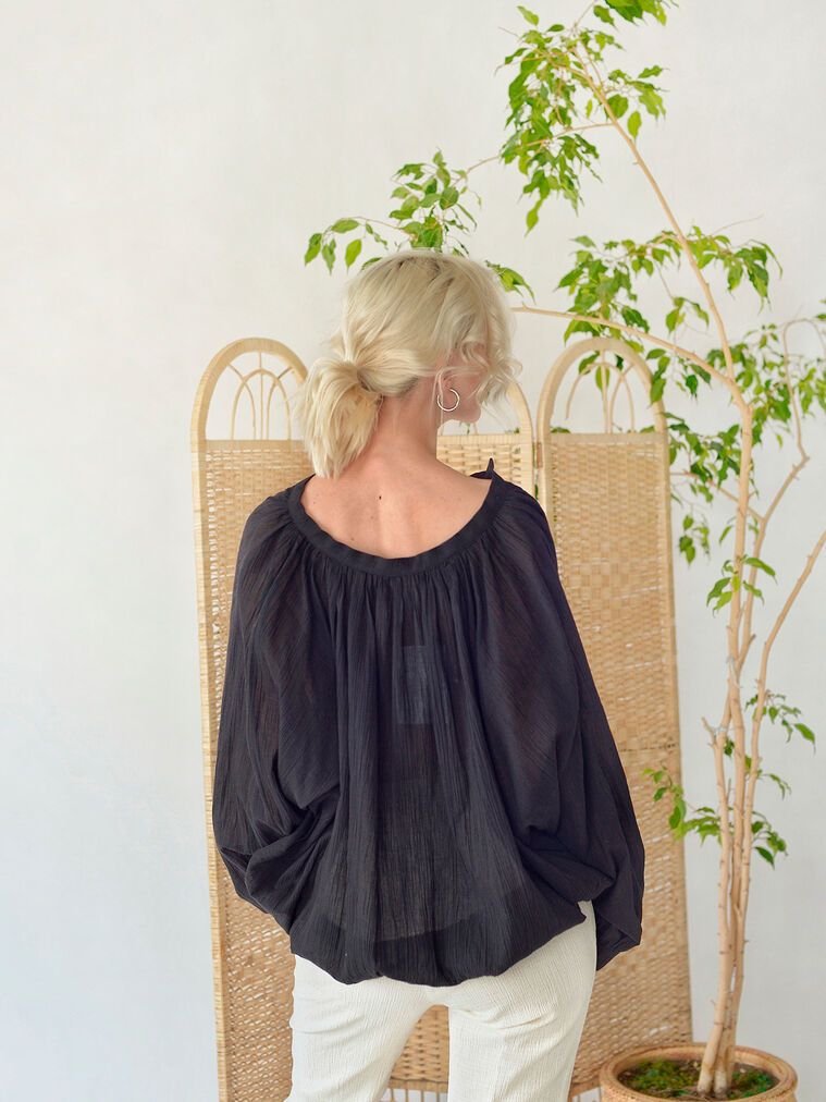 COTTON GAUZE BLOUSE BLACK Missing You Already/1