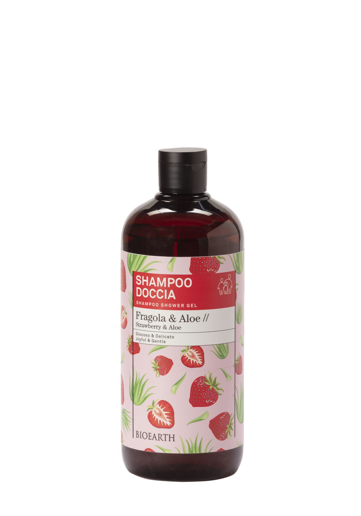 Family Strawberry & Aloe Shampoo shower gel Шампунь-гель увлажняющий для волос/душа Bioearth, 