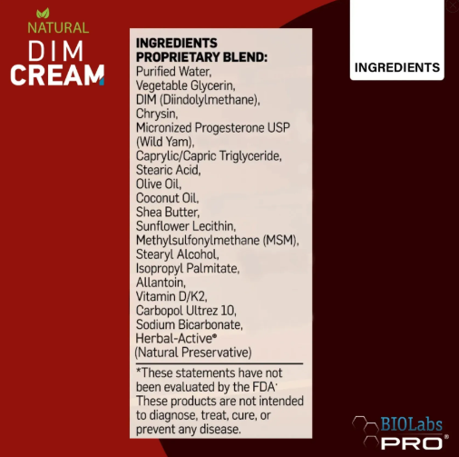 Dim Estro Blocker - ДІМ + Прогестерон для блокування естрогену крем BIOLabs PRO,,/1