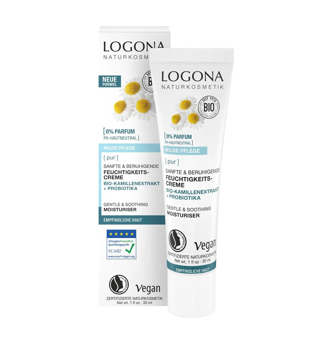 БІО-Крем для чутливої шкіри обличчя зволожуючий, заспокійливий з Ромашкою та Пробіотиками Logona