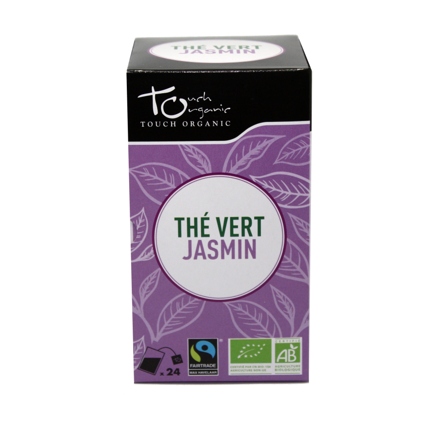 Чай зелений з квітками жасмину неферментований в пакетиках Touch Organic, 