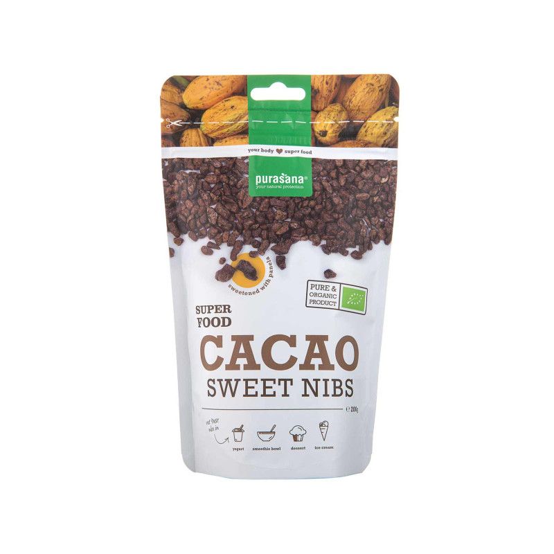 Какао-бобы подслащенные органические Purasana, 