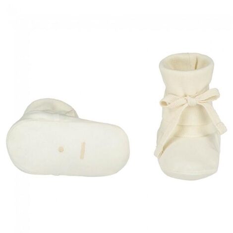 Baby Ribbed Booties Cream Gray Label, /1