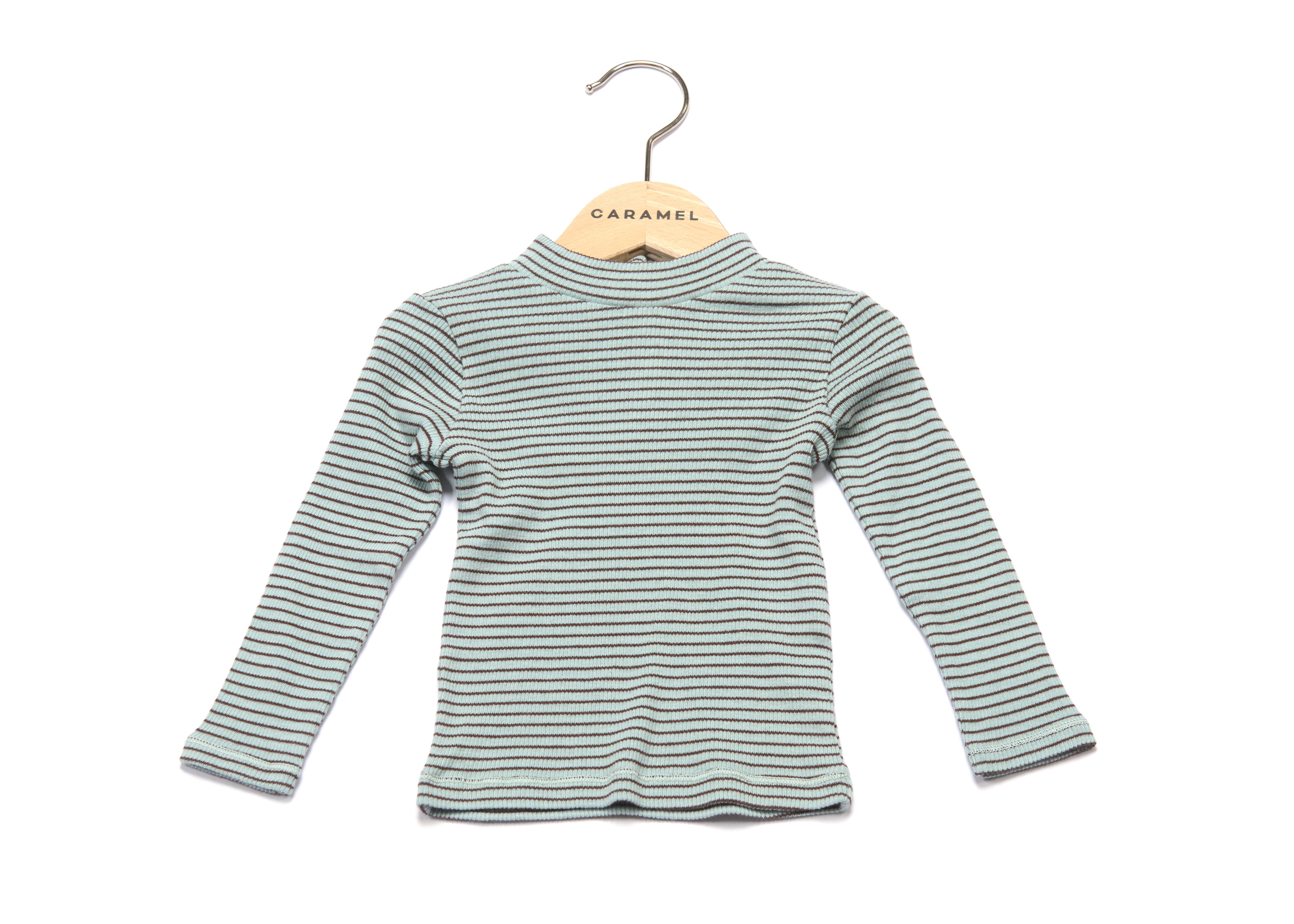 Футболка (кофта)  для немовлят у м'ятну/шоколадну смужку Caramel, 