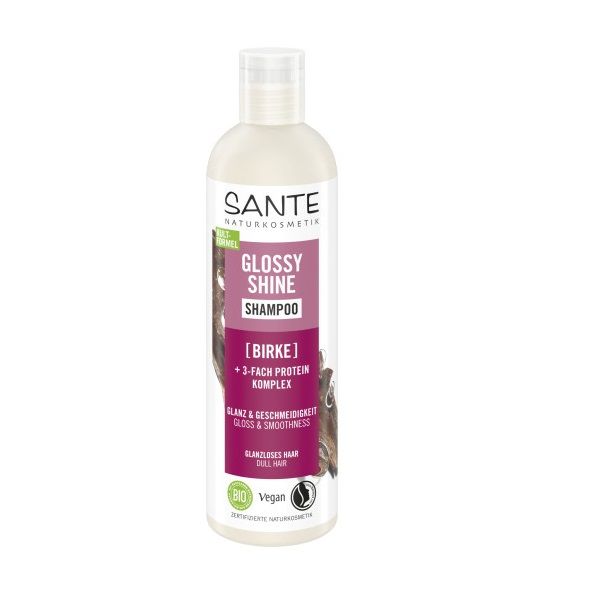 БИО-шампунь Sante GLOSSY SHINE для блеска волос с протеиновым комплексом и березовыми листьями