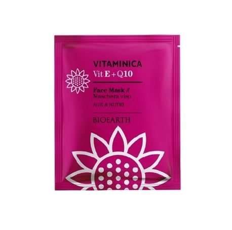 VITAMINICA SINGLE SHEET FACE MASK VIT E + Q10 Маска целюлозна омолоджуюча для сухої та чутливої шкіри Bioearth, 