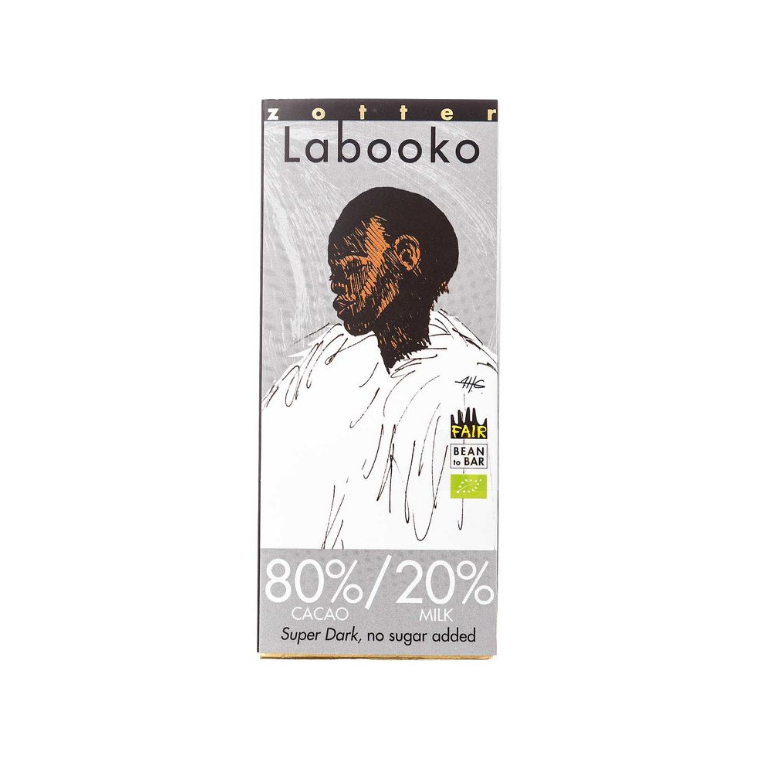 Шоколад черный 80%/20% органический с молоком без сахара Labooko, Zotter