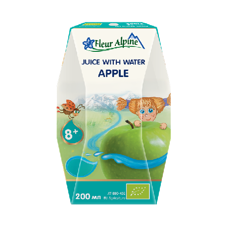 Дитячий сік з водою яблучний прямого вiджиму з 8 місяців Fleur Alpine, 