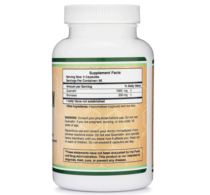Quercetin 1000 mg with Bromelain 200 mg / Кверцетин із бромелайном Double Wood/1