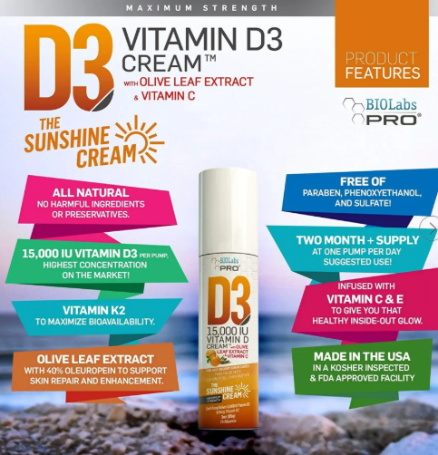 Cream D3 K2 - Крем з вітаміном Д3 К2 15.000 МО BIOLabs PRO,,/1