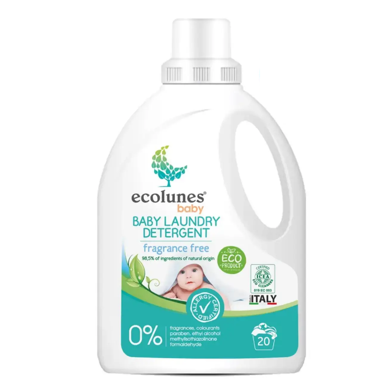 Гипоаллергенный жидкий органический гель для стирки детской одежды без запаха, Ecolunes