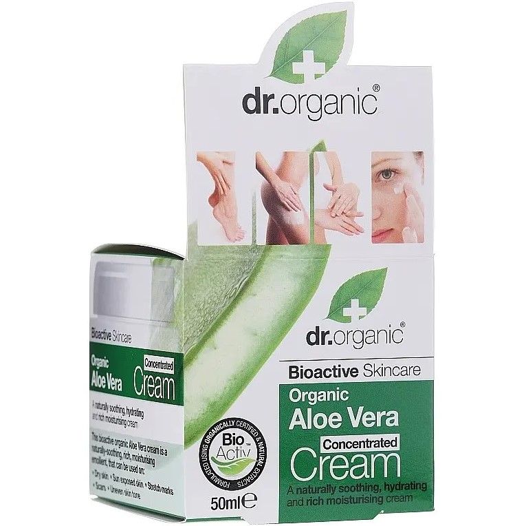 Заспокійливий та відновлювальний крем з алое вера Dr.Organic