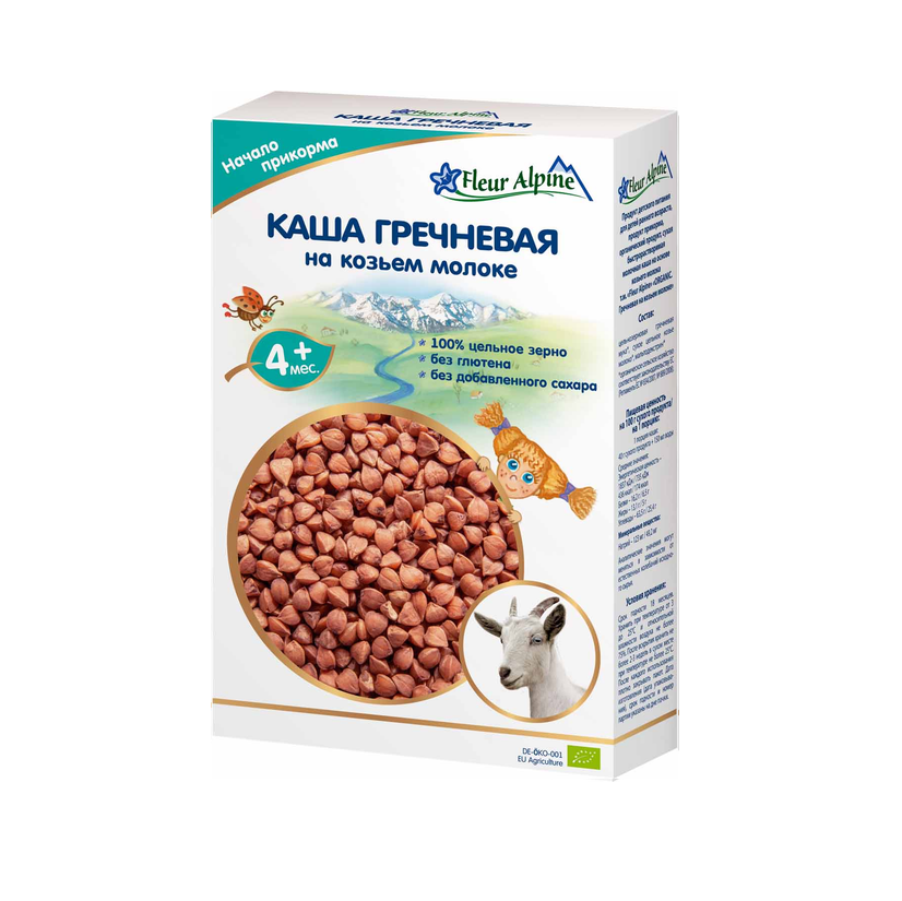 Молочная каша на козьем молоке гречневая с 4 месяцев Fleur Alpine, 