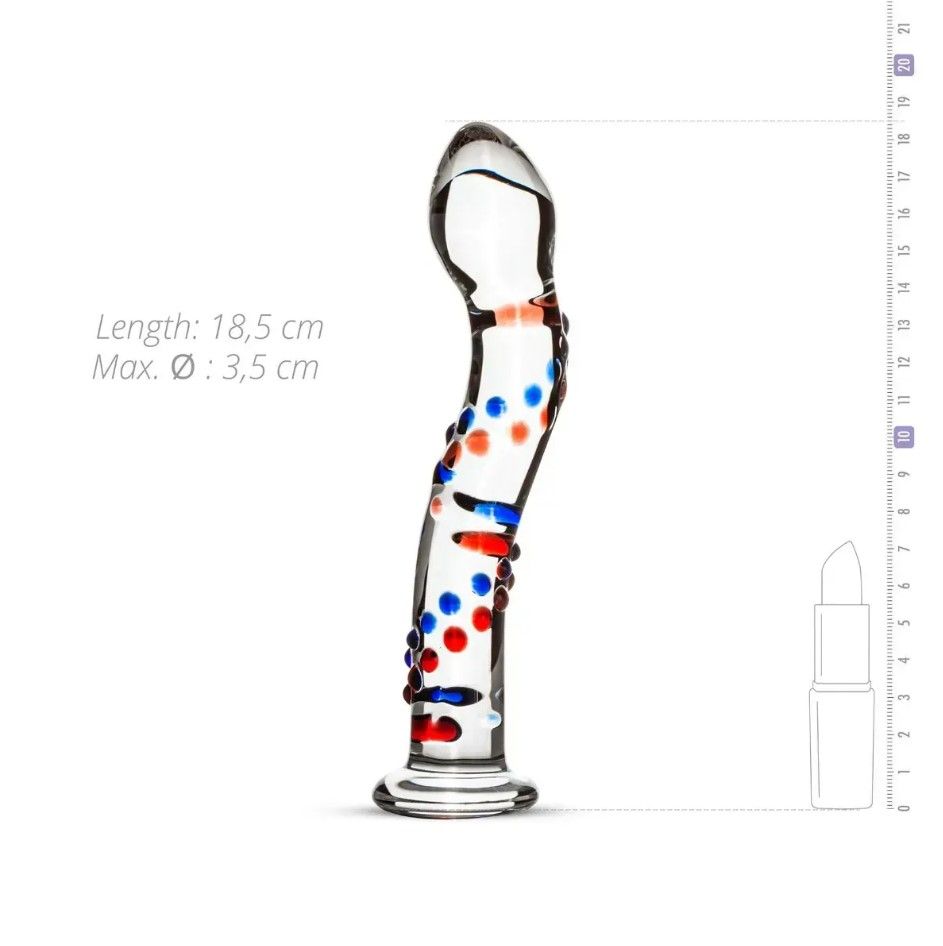 Стеклянный дилдо с изгибами и рисунком Glass Dildo No.3 Gildo/4