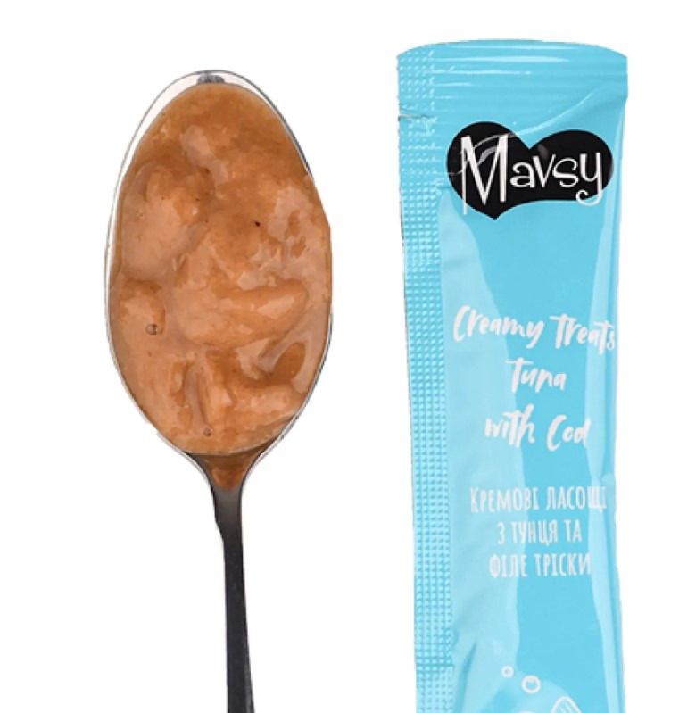 Ласощі кремові для котів Mavsy TUNA & COD з тунцем та тріскою/2