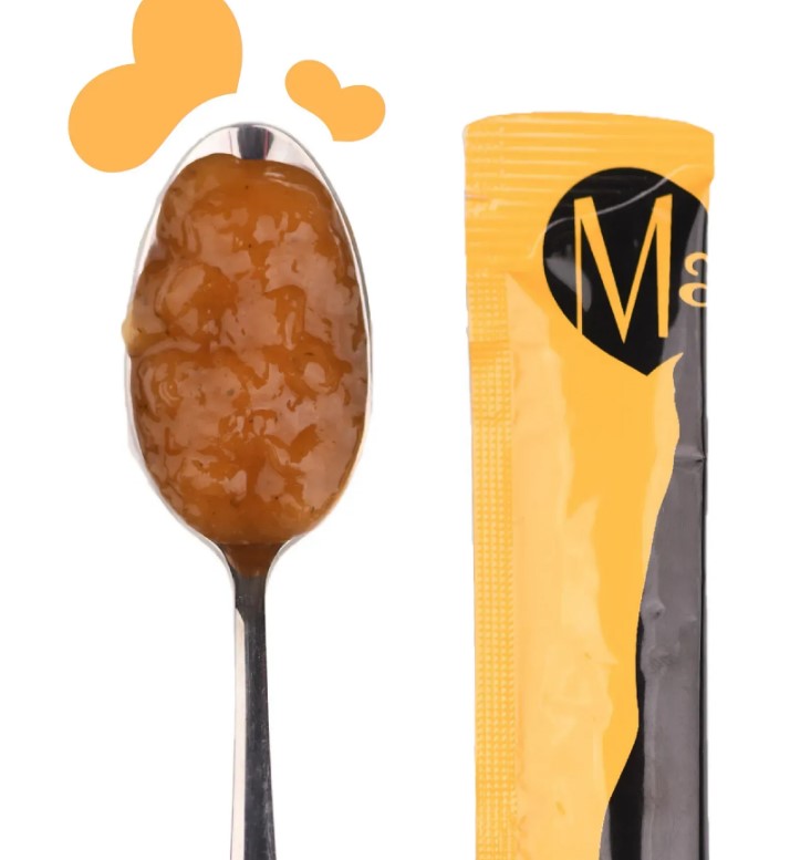 Лакомство кремовое для кошек Mavsy Creamy superfood VEGAN APPLE MARMALADE WITH PLANTAIN SEEDS WITH TRAIL OF CATNIP в виде веганского яблочного мармелада с семенами подорожника со шлейфом кошачьей мяты/2