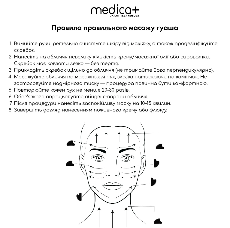 Сталевий скребок гуаша для моделювання овалу обличчя MEDICA+ Steel GuaSha/5