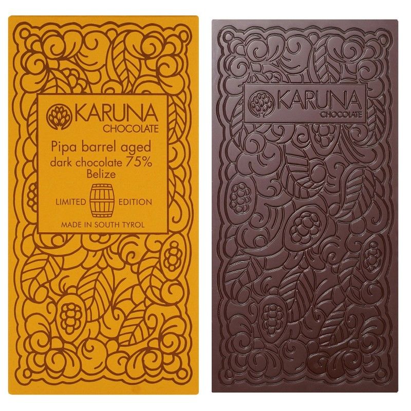 Шоколад темний з бобів витриманих в діжці Pipa 75%, Karuna chocolate/1