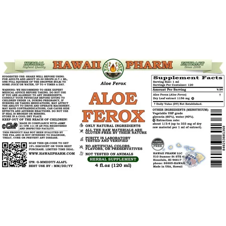 Aloe Ferox Alcohol-FREE / Алое Ферокс жидкий без спирта Hawaii Pharm/1