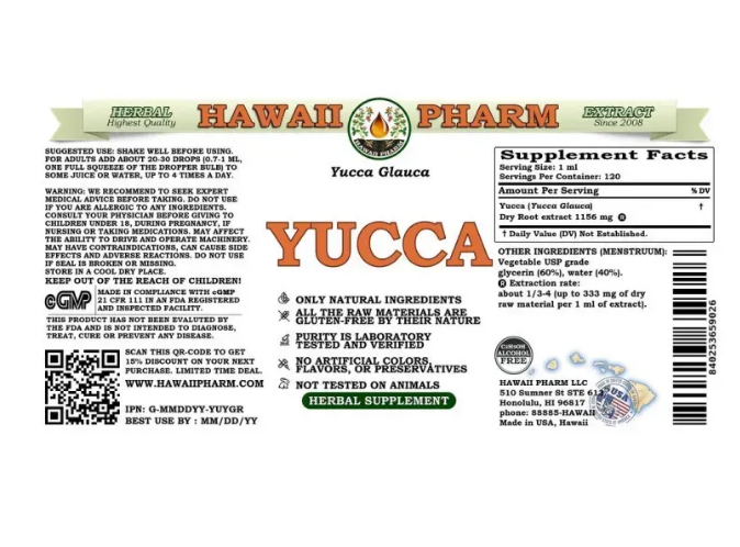Yucca Alcohol-FREE / Юкка без спирта Hawaii Pharm /1