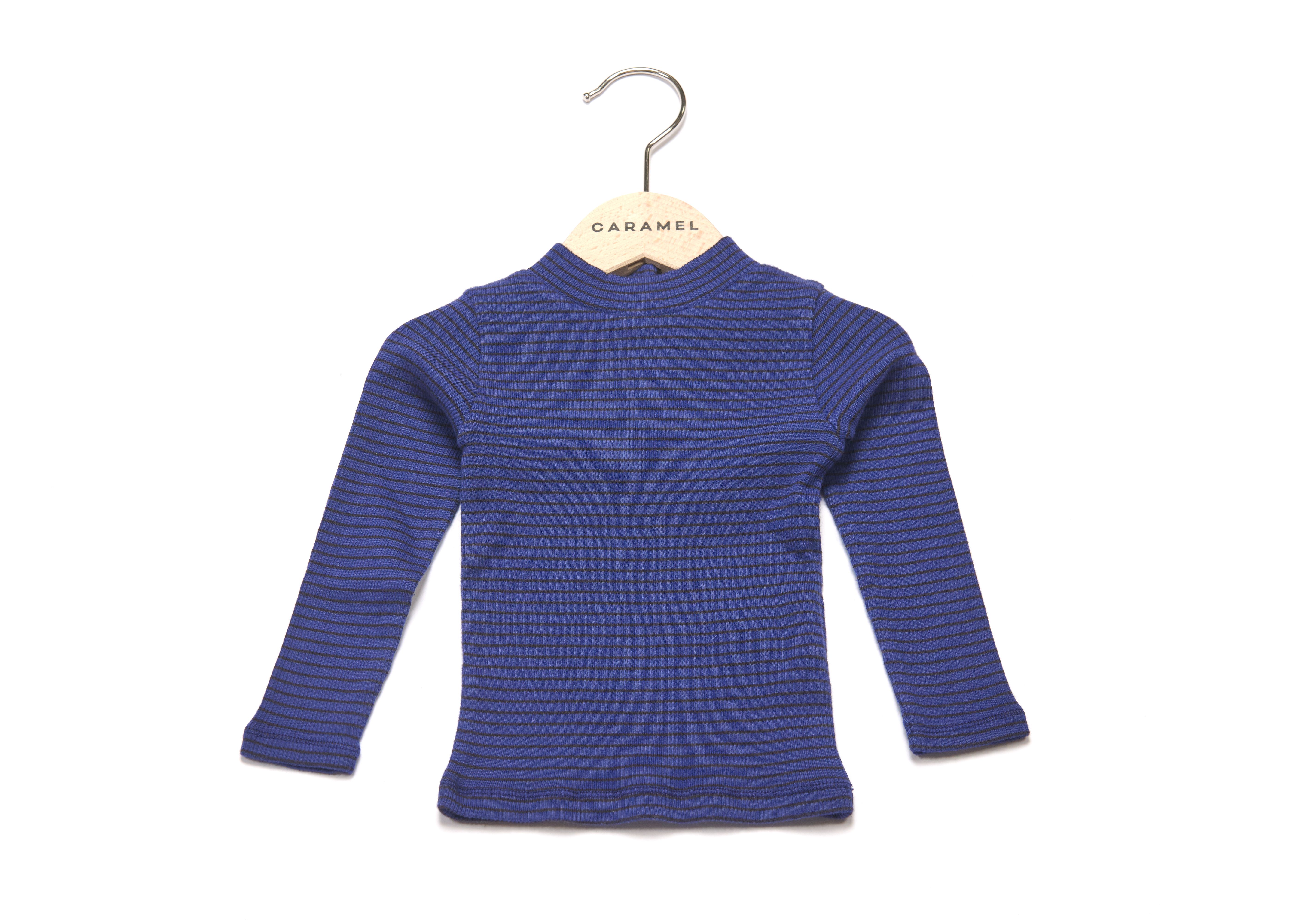 Футболка для новорожденных в синюю/шоколадную полоску Caramel, 