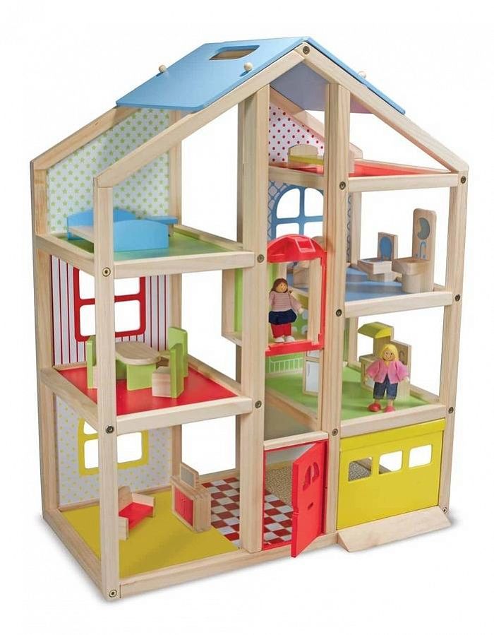 Кукольный домик с подъемником и мебелью