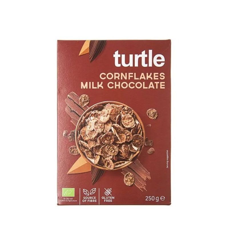 Хлопья кукурузные в молочном шоколаде без глютена органические, Turtle