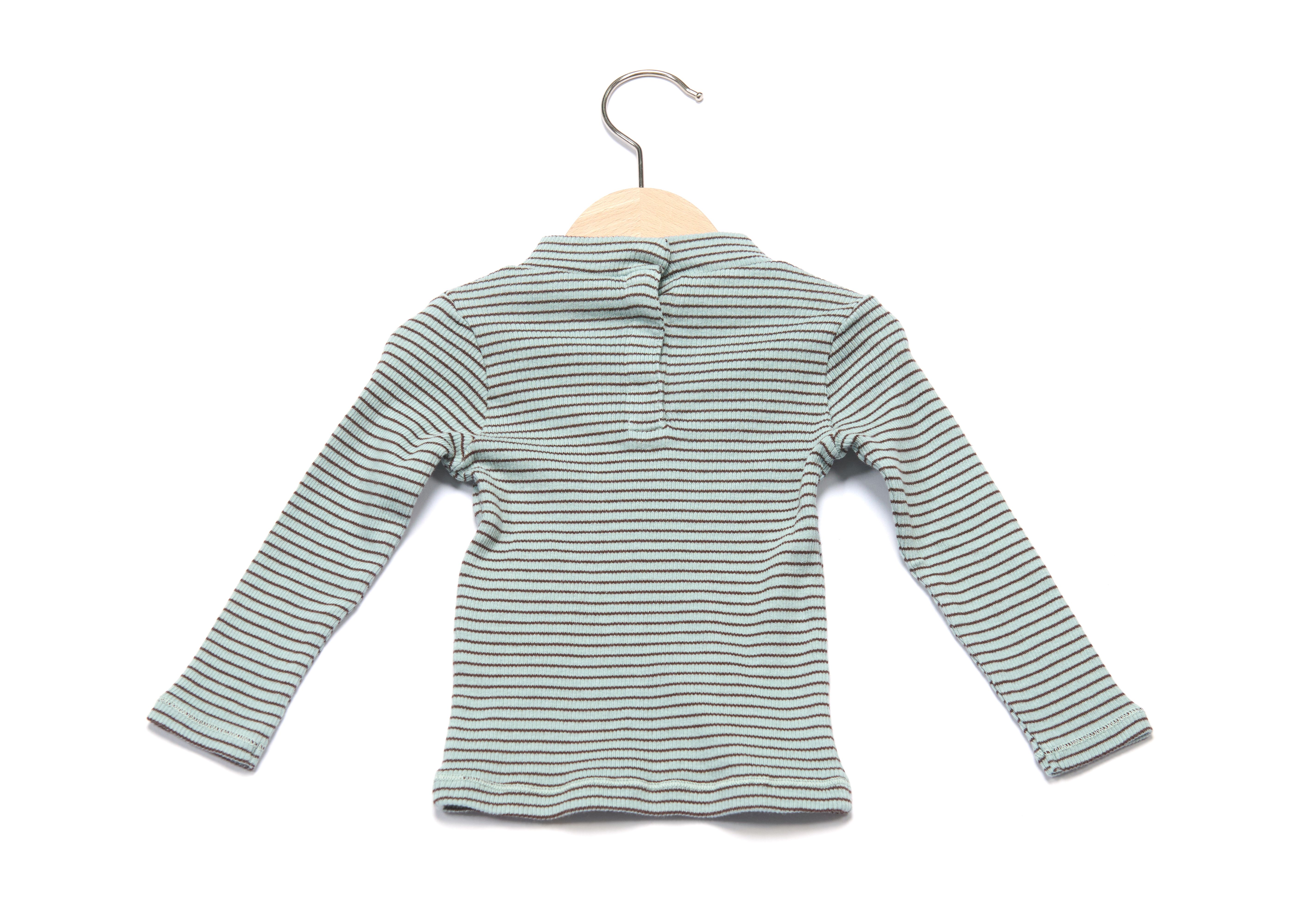 Футболка (кофта)  для немовлят у м'ятну/шоколадну смужку Caramel, /1