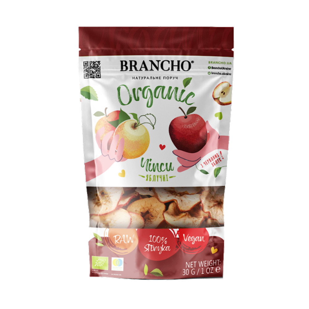 Органические яблочные чипсы - Красное яблоко Brancho